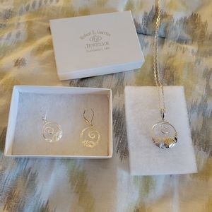 Lestage SeaLife Twotone Pendant, SeaLife Sterling Silver Earrings, 18" S…